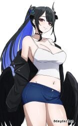 1girl 1girls adult adult_female big_boobs big_breasts black-haired_female black_coat black_hair black_horn black_horns black_jacket blue-haired_female blue_hair breasts busty busty_female busty_girl closed_mouth_smile coat curvy curvy_body curvy_female curvy_figure curvy_hips dayyo_(daydarion/day-chan) head_tilt hololive hololive_english horn horns jacket jean_shorts large_boobs large_breasts lean_figure light_smile looking_down looking_down_at_viewer mature mature_female multicolored_hair narrow_waist nerissa_ravencroft ponytail red-eyed_female red_eyes sidelocks slender_body slender_waist slight_smile slim_female slim_waist smile smiley_face smiling smiling_at_viewer tank_top tilted_head topwear very_long_hair very_long_hair_female virtual_youtuber vtuber vtuberfanart white_tank_top white_topwear