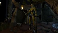 3d angry angry_face axe black_hair casual_exposure casual_nudity foreskin futanari gearslad7 green_skin imminent_anal imminent_rape innefective_clothing loincloth looking_at_viewer looking_down_at_viewer midriff night orc orc_futa outdoors outside pasties six_pack taller_futa tent threat threatening torch uncut weapon