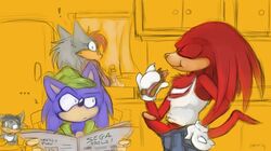 breakfast erection hedgehog kayla-na knuckles_the_echidna male male_focus mel_the_hybrid morning_wood penis sonic_(series) sonic_the_hedgehog sonic_the_hedgehog_(series)