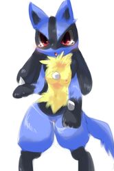 breasts female lucario pokemon pokemon_(species) pokemorph pussy red_eyes salt solo