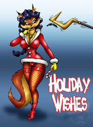 cameltoe canine carmelita_fox christmas cleavage color female female_only fox front_view fur furry graficbrat holidays mistletoe panties sly_cooper_(series) smooth_fur solo stockings underwear