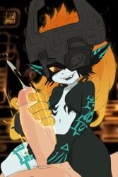 1boy 1girls big_hands big_penis cum cumshot fanart fapping female female_focus handjob imp imp_midna lidipon light-skinned_male light_skin long_hair markings mask masked_female midna naked_female orange_hair original_artwork pointy_ears red_eyes shortstack size_comparison size_difference size_play small_breasts smaller_female spiky_hair straddling the_legend_of_zelda thick_penis thick_thighs twilight_princess