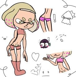 boomerangmunke splatoon pearl_(splatoon) multiple_poses pubic_hair partially_undressed implied_bottomless bottomless