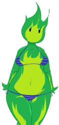 undertale undertale_(series) fuku_fire davidsanchan bikini blue_bikini green_skin elemental_creature elemental_humanoid monster_girl navel belly belly_button pear_shaped transparent_background mob_face wide_hips thick_thighs voluptuous voluptuous_female curvy curvy_figure curvaceous curvy_female no_mouth mouthless bra panties bikini_top bikini_bottom striped_bikini striped_panties striped_bra cameltoe covered_nipples small_breasts breasts blush looking_at_viewer 1girls female female_only female_focus solo solo_focus