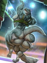 anthro anus back_muscles balls basket big_balls big_butt big_penis butt clothing container erect_nipples flaccid foreskin genitals goat_(movie) hi_res hohohonse huge_penis hyper hyper_genitalia hyper_penis jersey komodo_dragon lizard male modo_olachenko monitor_lizard muscular muscular_anthro muscular_male nipples nude pecs penis public public_exposure reptile scalie shirt solo sport spread_anus spread_butt spreading tail topwear vein veiny_penis