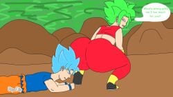 1boy 1girls animated annoyed artisgreat clothed dragon_ball dragon_ball_super flipaclip kefla son_goku tagme taunting twerking video