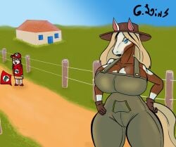 big_boobs big_breasts big_lips big_thighs blonde_female blonde_hair blue_eyes brazil brazilian_female brown_hair comedy comic comparing country_girl equine farm farmgirl female female_horse female_only funny furry g.lins gigantic_breasts hat horse_ears horse_girl horse_head horse_humanoid horse_tail portuguese thick_thighs ugly_female ugly_woman white_hair