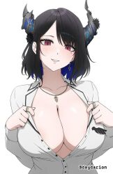 1girls 2d 2d_(artwork) 2d_artwork adult adult_female areola_slip areolae_slip big_boobs big_breasts black-haired_female black_hair black_horn black_horns blue-haired_female blue_hair breasts busty busty_female busty_girl cleavage collarbone dayyo_(daydarion/day-chan) digital digital_art digital_drawing digital_drawing_(artwork) digital_media digital_media_(artwork) drawing earrings female female_focus female_only fingernails fingers head_tilt hololive hololive_english horn horns large_boobs large_breasts lean_figure looking_at_viewer mature mature_female mole mole_on_body mole_on_cheek mole_on_face mole_under_eye narrow_waist necklace nerissa_ravencroft office_clothing office_lady office_lady_outfit office_worker parted_bangs parted_lips posing posing_for_the_viewer red-eyed_female red_eyes ring shirt short_hair shoulders simple_background slender_body slender_waist slim_female slim_waist smile smiley_face smiling smiling_at_viewer solo standing tilted_head upper_body virtual_youtuber vtuber vtuberfanart white_background white_shirt white_topwear