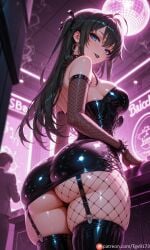 tgv9173 ai_generated self_upload commission commission_art commissions_open corruption alternate_breast_size alternate_breastsize(larger) provocative revealing_clothes pixiv_commission pixiv pixiv_link pixiv_sample patreon more_at_source highres alternate_costume image image_set image_sample yukinoshita_yukino my_teen_romantic_comedy_snafu goth goth_girl gothified transformation bimbo prostitution stripper 1girl ass thighhighs breasts fishnets blue_eyes long_hair gloves jewelry earrings black_hair looking_at_viewer bare_shoulders garter_straps solo_focus looking_back dress elbow_gloves smile parted_lips bangs large_breasts shiny_clothes thighs from_behind ahoge skindentation 1boy shiny hoop_earrings spikes black_dress bracelet black_gloves latex blush indoors