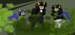 sunniefunnie brappycatty homestuck homestuck_troll troll_(homestuck) 3girls relatives nepeta_leijon meulin_leijon the_disciple horns orange_horns gray_skin grey_skin black_hair eyes_rolling_back blue_hat fake_tail jeans tight_clothing short_skirt panties white_panties bending_over bending_forward bent_over biting_lip biting_own_lip tongue_out grey_tongue gray_tongue blue_tail blush blushing green_blush kneehighs kneehigh_socks ass ass_focus from_behind back_view ass_grab ass_bigger_than_head ass_ripple ass_ripples rippling_ass big_ass large_ass female_only butt butt_focus butt_grab butt_bigger_than_head butt_ripples butt_ripple rippling_butt big_butt large_butt grabbing_ass grabbing_own_ass grabbing_butt grabbing_own_butt fart fart_fetish fart_cloud farting farts farting_together green_fart green_fart_cloud green_gas green_gas_cloud