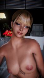 1girl 1girls 2026 3d 4k aqua_eyes areola areolae background big_lips blonde_female blonde_hair breasts business_woman chromatic_aberration completely_nude crashbanditkut depth_of_field detailed_background earrings eyebrows eyelashes eyeshadow female freckles freckles_on_face green_eyes hair half-closed_eyes hi_res high_resolution highres human light-skinned_female light_skin lips lipstick long_eyelashes long_hair long_nails looking_at_viewer makeup mascara mature mature_female nail_polish nails naked naked_female nipples nude nude_female office office_lady original original_character piercing pinup ponytail ring_piercing self_upload selfie sitting small_breasts smile smiling smiling_at_viewer solo solo_female solo_focus straight tattoo thick thick_lips thick_thighs thighs virt-a-mate virtamate young young_female