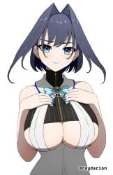 1girls 2d 2d_(artwork) 2d_artwork adult adult_female big_boobs big_breasts black-haired_female black_hair blue-eyed_female blue_eyes blue_fingernails blue_nail_polish blue_nails breasts busty busty_female busty_girl cleavage clothes collarbone dayyo_(daydarion/day-chan) digital digital_art digital_drawing digital_drawing_(artwork) digital_media digital_media_(artwork) drawing dress elbows female female_focus female_only fingernails fingers frown frown_eyebrows frowning frowning_at_viewer hair_between_eyes hand_on_breast hand_on_chest hand_on_own_breast hand_on_own_chest hands_on_breasts hands_on_chest hands_on_own_breasts hands_on_own_chest hololive hololive_english large_boobs large_breasts lean_figure looking_at_viewer mature mature_female nail_polish nails narrow_waist ouro_kronii outfit scowl short_hair shoulders simple_background skindentation slender_body slender_waist slim_female slim_waist solo standing topwear touching_breast touching_breasts touching_chest touching_own_breast touching_own_breasts touching_own_chest upper_body virtual_youtuber vtuber vtuberfanart white_background white_clothes white_dress white_outfit white_topwear