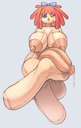 1futa 1girls big_breasts big_penis boobs bowtie bowtie_on_head button_eyes cock futanari huge_boobs huge_breasts huge_cock huge_penis nipples penis precum precum_drip precum_on_penis ragatha_(the_amazing_digital_circus) ragdoll ribbon ribbon_in_hair sewing simple_background the_amazing_digital_circus turpentine
