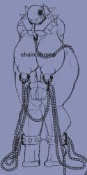 1girls chain_chomp chained chains collar female gigi_(thecoatl034) mario_(series) nipple_piercing nipples shackles sharp_teeth simple_background sketch thick_thighs turpentine