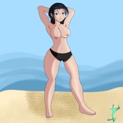 abdomen accessory armpit_fetish armpits beach big_ass big_boobs big_thighs big_tits bitch black_hair black_panties blue_eyes boobs boobs_focus calm calm_face clothing clothing_aside feet jeagf jujutsu_kaisen jujutsu_kaisen_modulo panties pose sand sunlight thighs tired tired_eyes tits tits_out yuka_okkotsu