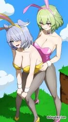 2d 2d_(artwork) 2d_artwork 2girls adult adult_female ankles assertive_female big_boobs big_breasts blue-eyed_female blue-haired_female blue_eyes blue_hair blue_sky bowtie breasts bunny_ears bunnygirl bunnygirl_outfit bunnysuit busty busty_female busty_girl calves cleavage clouds collar collarbone day daylight daytime dayyo_(daydarion/day-chan) digital digital_art digital_drawing digital_drawing_(artwork) digital_media digital_media_(artwork) dominant_lesbian drawing duo elira_pendora eyebrows_hidden_by_hair female female_focus female_only fingernails fingers footwear full_body green-haired_female green_hair grey_legwear grey_pantyhose hair_between_eyes hair_covering_eye hair_over_eye hair_over_one_eye hand_on_another's_hip hand_on_hip hand_on_leg hand_on_own_leg hand_on_own_thigh hand_on_thigh hands_on_legs hands_on_own_legs hands_on_own_thighs hands_on_thighs high_heels high_resolution highres homosexual homosexual_female humping_butt ichika_maia independent_vtuber indie_virtual_youtuber indie_vtuber knees knees_together knees_together_feet_apart large_boobs large_breasts lean_figure leaning leaning_forward legs legs_closed legs_together legs_together_feet_apart legwear leotard lesbian lesbian_domination lesbian_focus lesbian_only lesbians looking_back looking_back_at_another looking_back_at_partner looking_down looking_down_at_another looking_down_at_partner mature mature_female medium_hair multiple_females multiple_girls narrow_waist nervous nervous_expression nervous_face nervous_female nijisanji nijisanji_en open_mouth outdoor outdoors outside pantyhose parted_lips pink-eyed_female pink_bowtie pink_bunny_ears pink_bunnysuit pink_eyes pink_footwear pink_hairband pink_high_heels pink_leotard pink_shoes pink_topwear shoes short_hair shoulders shy shy_expression shy_female shy_girl sky slender_body slender_waist slim_female slim_waist standing submissive_lesbian thighs thighs_together tongue topwear virtual_youtuber vtuber vtuberfanart white_collar white_wrist_cuffs wrist_cuffs yellow_bowtie yellow_bunny_ears yellow_bunnysuit yellow_footwear yellow_hairband yellow_high_heels yellow_leotard yellow_shoes yellow_topwear youtuber youtuber_girl yuri