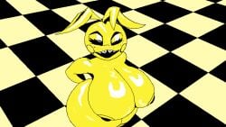 1girl avian avian_humanoid banditeere big_breasts big_thighs big_tits fat_ass five_nights_at_freddy's five_nights_at_freddy's_2 fnaf freckles freckles_on_face looking_at_viewer looking_up naked nipples pixel_(artwork) pixel_art scottgames solo toy_chica_(fnaf) yellow_body