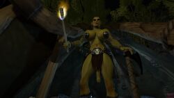 3d angry angry_face axe black_hair casual_exposure casual_nudity foreskin futanari gearslad7 green_skin imminent_anal imminent_rape innefective_clothing loincloth looking_at_viewer looking_down_at_viewer midriff night orc orc_futa outdoors outside pasties six_pack taller_futa tent threat threatening torch uncut weapon