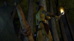 3d angry angry_face axe black_hair casual_exposure casual_nudity foreskin futanari gearslad7 green_skin imminent_anal imminent_rape innefective_clothing loincloth looking_at_viewer looking_down_at_viewer midriff night orc orc_futa outdoors outside pasties six_pack taller_futa tent threat threatening torch uncut weapon