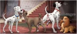 101_dalmatians anatomically_correct anatomically_correct_genitalia anatomically_correct_penis animal_genitalia animal_penis anthro anus bird_dog black_nose black_spots bodily_fluids brown_body brown_fur canid canine canine_genitalia canine_penis canis cocker_spaniel collar crossover cum cum_from_ass cum_in_ass cum_inside dalmatian dialogue disney domestic_dog english_text erection eyebrows female feral feral_on_feral fur genital_fluids genitals grey_body grey_fur group hi_res hunting_dog husband_and_wife klaus_doberman knot knotted_penis lady_(lady_and_the_tramp) lady_and_the_tramp looking_at_another male male/female male/male mammal markings married_couple mixed_breed open_mouth open_smile outside penis perdita pongo red_penis smile spaniel spots spotted_body spotted_fur text tongue tongue_out tramp_(lady_and_the_tramp) white_body white_fur