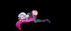 animated clothed_sex doggy_style female gif glasses hiou_kaede invisible_male m.u.g.e.n pixel_art rape sex side_view sprite vanguard_princess white_hair