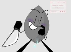 battle_for_dream_island battle_for_dream_island_again bfdi bfdia bfb object_shows pussy pussy_juice leafy_(bfdi) metal_leafy thatboringfellow knife