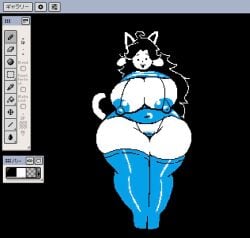 belly big_thighs black_background black_hair blue_nipples breasts_bigger_than_head bush bushy_pubes busty busty_female busty_girl cat cat_ears cat_girl catgirl earmuffs exposed_nipples fat_ass fat_butt fat_thighs female female_only furry furry_female furry_only game hairy_pussy headphones huge_breasts hyper_breasts long_hair pixel_(artwork) pixel_art pixelated pubes pubes_exposed silly silly_face strap strap-on strapon straps tem temmie temmie_(deltarune) temmie_(species) temmie_(undertale) temmie_chang undergoon undertail undertale undertale_(series) undertale_au undertale_fanfiction uun_uuni video_game video_game_character video_game_franchise video_games white_body white_fur