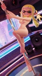 3d casual female inkling_girl pale_skin pole_dancing solo splatoon tristishw wo262_(3d_model_style)