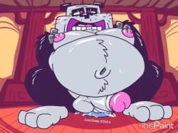 anal anal_fluids anal_masturbation anal_penetration animated anthro bear belly bodily_fluids bouncing_belly bouncing_penis dildo dojo genitals giant_panda jusosleep male mammal master master_yo masturbation overweight penetration penis sex_toy solo sweat thrusting