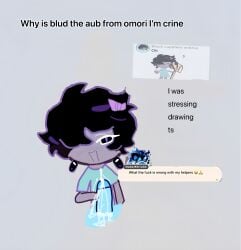 absurdres aubrey_(omori) black_sapphire_cookie cookie_run cookie_run:_kingdom cum highres joke large_penis non-web_source penis