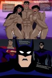 2girls 4boys background batman batman:_the_animated_series batman_(bruce_wayne) batman_(series) big_breasts black_hair breasts bruce_wayne catwoman catwoman_(dcau) cheating chris_kent clark_kent cuck cuckold cuckold_pov cum_in_pussy cum_out_pussy dc_animated_universe dc_comics dcau dialogue diana_prince dick_grayson djpaint96-ii enjoying enjoying_sex female finger_fuck grabbing_breasts handsome_man impressed jon-al justice_league_unlimited kal-el male milfs netorare nightwing penetration pussy relationship satisfied satisfied_smile selina_kyle shocked_eyes squeezing_breast superman superman_(clark_kent) superman_(series) superprime_(dc) sweaty the_new_batman_adventures wonder_woman wonder_woman_(series) young_justice young_justice_unlimited