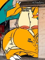 a_chance_encounter alleyway_milf_(meme) angry anthro areola big_areola big_breasts big_butt blush breasts butt charizard charmander colombia duo elpokebarto female female_anthro generation_1_pokemon hi_res humanoid larger_female male male/female medellin,_colombia nintendo photo-referenced photo_background pokemon pokemon_(species) shake size_difference smaller_male spanish_text text