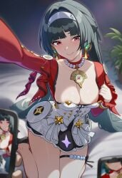 astra_yao zenless_zone_zero mihoyo hoyoverse ai_generated lunealter 1girls female female_only female_focus mature_female pale_skin pale-skinned_female long_hair black_hair multicolored_eyes sitting taking_picture taking_selfie selfie showing_breasts looking_at_viewer blushing big_breasts big_ass big_thighs big_nipples thick_thighs thick_legs thick_hips thick_butt exposed_breasts exposed_nipples exposed_legs nsfw hentai uncensored 2026