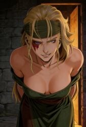 ai_generated athletic_female bandana big_boobs big_breasts big_tits blonde-haired_female blonde_female blonde_hair blonde_hair_female blue_eyes boobs breasts collarbone doofusschlormpai female_focus female_only fit_female hands_behind_back headband hild_(vinland_saga) large_breasts light-skinned_female light_skin long_hair manga_style medieval medium_breasts naughty_face naughty_smile nordic norse_woman perfect_body seducing seductive seductive_body seductive_eyes seductive_look seductive_pose seductive_smile sensual sexy sexy_body sexy_female sexy_pose shoulders solo_female solo_focus stable_diffusion teasing teasing_viewer tits undressing upper_body viking_female vinland_saga voluptuous_female