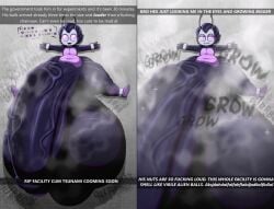 :3 alien antennae_(anatomy) balls balls_expansion bedroom_eyes belly big_balls big_butt big_penis black_body black_hair bodily_fluids butt butt_from_the_front caption character_cipher churning_balls english_text expansion foreskin genital_expansion genitals grey_body grey_skin hair hi_res huge_balls huge_butt huge_penis hyper hyper_balls hyper_genitalia hyper_penis male musky_balls musky_penis narrowed_eyes navel no_pupils open_mouth open_smile penis penis_expansion pink_belly profanity purple_body purple_eyes seductive senordraws shadow slightly_chubby small_but_hung smile solo sweat text thick_thighs wingdings_text