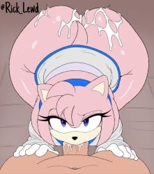 1boy 1girls accessory amy_rose anthro asian_clothing big_butt black_nose blue_eyes bodily_fluids butt clothing cum cum_on_butt east_asian_clothing eulipotyphlan eyelashes female first_person_view fur furry furry_female genital_fluids head_tuft headband hedgehog hi_res human human_male human_on_anthro interspecies japanese_clothing kimono male male/female mammal navel oral oral_penetration penetration pink_body pink_fur rick_lewd sega short_tail signature sonic_(series) sonic_the_hedgehog_(series) straight straight_sex tail tuft