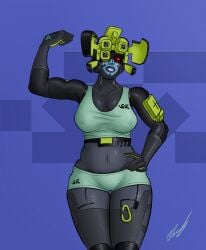 marathon_(bungie) recon_(marathon) cyborg android robot robot_girl muscular muscular_female wide_hips tummy athletic_wear nipples nipples_visible_through_clothing onoderaissad