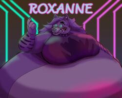big_breasts blueberry_inflation breasts cleavage female female_only furry huge_breasts inflation roxanne_wolf_(fnaf) tagme thick_thighs wide_hips yaboiniine