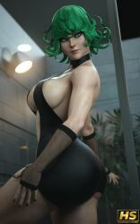 1girls 3d areolae breasts female female_only fishnets green_hair hagiwara_studio high_resolution highres nipples one-punch_man pussy solo tagme tatsumaki thick_thighs wide_hips big_breasts ass big_ass