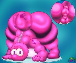 2026 6:5 anthro anus backsack balls big_butt blush butt dinosaur gameoverse genitals glitch_productions gobbles_(gameoverse) male male_only pink_body prehistoric_species reptile scalie solo solo_male zymbeaky