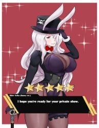 afimaki aged_up alternate_version_available breasts bunny_ears bunny_girl bunnysuit cleavage danganronpa danganronpa_3 kimura_seiko large_breasts smooth_skin text thick_thighs thighs tights