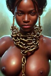 1girls african african_female ai_generated big_breasts big_earrings black_female black_hair breasts chain_jewelry chains confident dark-skinned_female dark_skin dizzydreamerai earrings female female_only human original solo