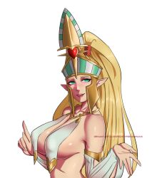 1girls alarielle_the_radiant barely_clothed blonde_hair blue_eyes elf elf_ears frostypersimmons high_elf_(warhammer) large_breasts light-skinned_female looking_at_viewer revealing_clothes skimpy solo very_long_hair warhammer_(franchise) warhammer_fantasy