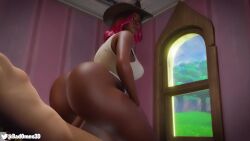 1boy 1girls 3d animated ass ass_jiggle badomen bed bedroom big_ass blender calamity_(fortnite) cowboy_hat dark-skinned_female dark_skin female fortnite fortnite:_battle_royale interracial light-skinned_male male male/female nude nude_male reverse_cowgirl_position sentones shirt sound tagme vaginal_penetration video