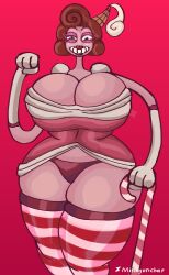 1girls 2022 baroness_von_bon_bon big_ass big_breasts cuphead_(game) female green_eyes horny_female huge_breasts long_neck panties pink_skin queen smiling solo stockings underpants video_games wide_hips