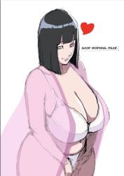 1girls big_breasts boobs boruto:_naruto_next_generations breasts_bigger_than_head cleavage heart hyuuga_hinata looking_at_viewer mature_female milf naruto nightgown simple_background smile thick_thighs venus_body white_background white_bra white_panties wide_hips zetomeso