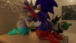 3boys 3d anthro ass avian big_ass blender furry gay hawk hedgehog huge_ass jet_the_hawk large_ass penis silver_the_hedgehog sonic_(series) sonic_the_hedgehog stockings yaoi