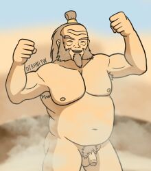 avatar_the_last_airbender balls beard dtrhnitw facial_hair flaccid happy iroh male male_only man_bun nude old_man overweight overweight_male penis pubic_hair solo solo_male steam