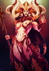 1girls abs areola armpits biceps big_areola big_breasts big_nipples black_hair blue_eyes breasts druchii female janrock light-skinned_female lips looking_at_viewer morathi muscular_female nipples pale-skinned_female pale_skin pose pussy skimpy solo warhammer_(franchise) warhammer_fantasy