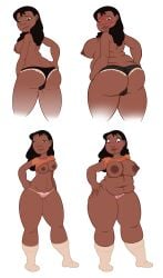 1girls ass bbw big_ass black_hair blush breasts chubby cybertoaster dark-skinned_female dark_skin fat_ass female female_only hawaiian lilo_and_stitch nani_pelekai nipples solo thick thick_thighs thighs weight_gain white_background